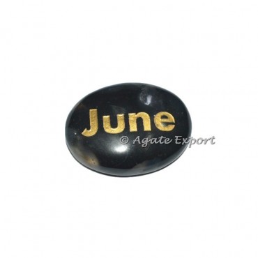 Black Onyx Oval June  Word Engraved Stones