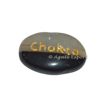 Black Onyx Oval Chakra Word Engraved Stones