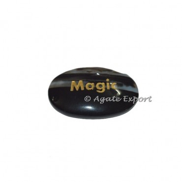 Black Onyx Oval Magic  Word Engraved Stones
