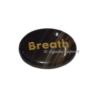 Black Onyx Oval Breath Word Engraved Stones