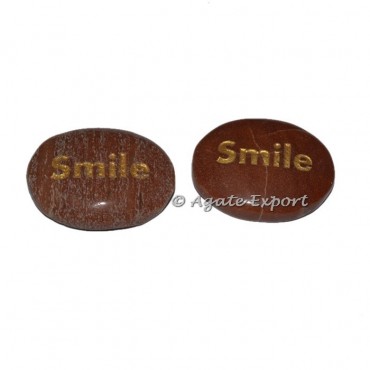 Peach Aventurine Smile Engraved Stones