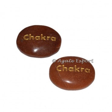 Peach Aventurine Chakra Engraved Stones