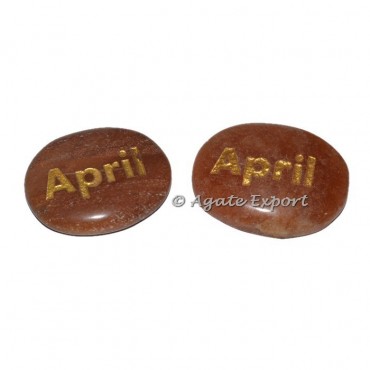 Peach Aventurine April Engraved Stones