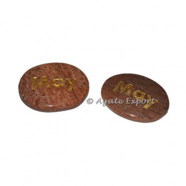 Peach Aventurine May Two Engraved Stones