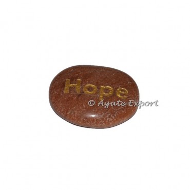 Peach Aventurine Hope Engraved Stones