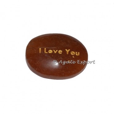 Peach Aventurine I Love You Engraved Stones
