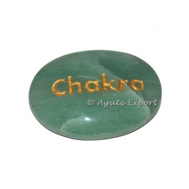 Green Aventurine Chakra Word Engraved Stone