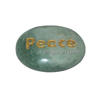 Green Aventurine Peace  Word Engraved Stone