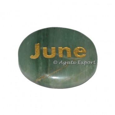 Green Aventurine June  Word Engraved Stone