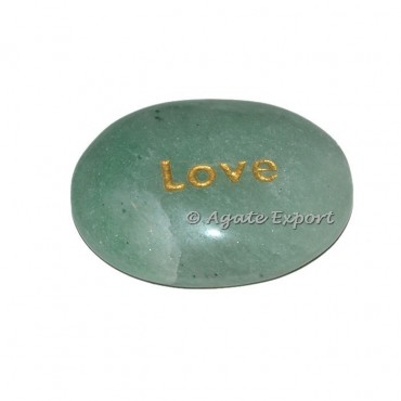 Green Aventurine Love  Word Engraved Stone