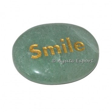Green Aventurine Smile Word Engraved Stone