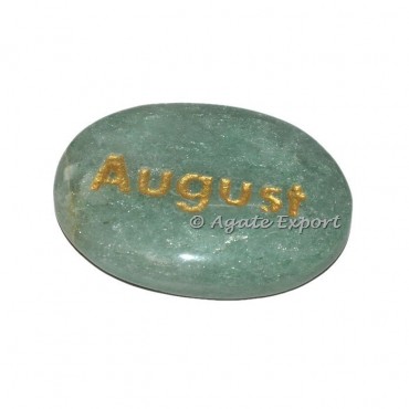 Green Aventurine August  Word Engraved Stone