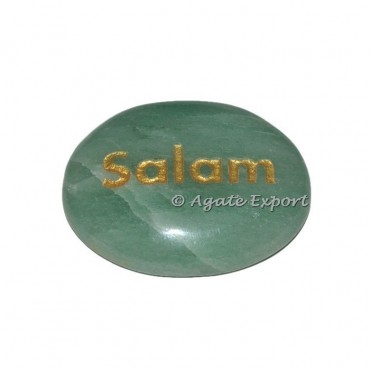Green Aventurine Salam Word Engraved Stone