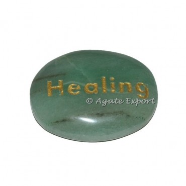 Green Aventurine Healing  Word Engraved Stone