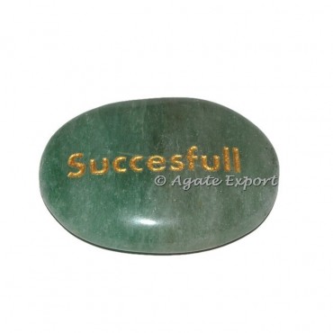 Green Aventurine Successful Word Engraved Stone