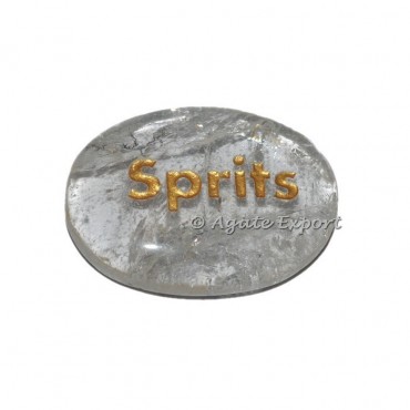 Crystal Quartz Sprits Word Engraved Stone