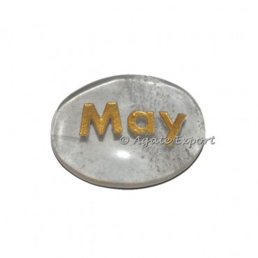 Crystal Quartz May  Word Engraved Stone