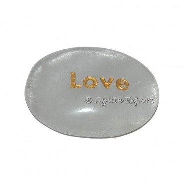 Crystal Quartz Love  Word Engraved Stone