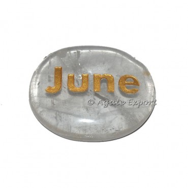 Crystal Quartz June  Word Engraved Stone