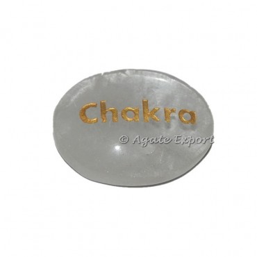 Crystal Quartz Chakra Word Engraved Stone