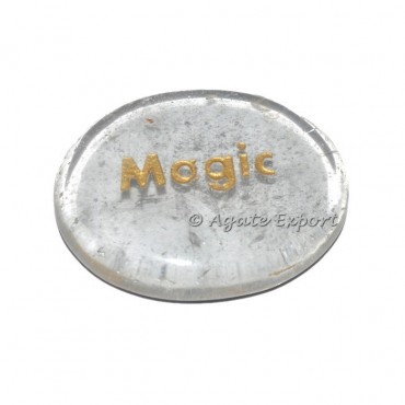 Crystal Quartz Magic  Word Engraved Stone