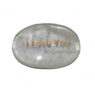 Crystal Quartz I Love You Word Engraved Stone