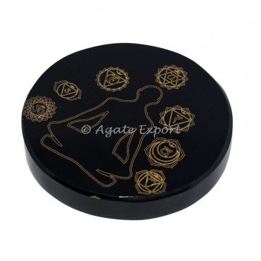 Buddha chakra engraved coaster