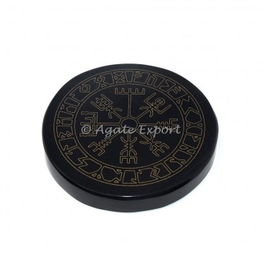 Accent symbol black agate engraved coaster