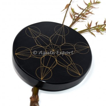 Geometry star  black agate engraved coaster
