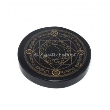 Direction  black agate engraved coaster