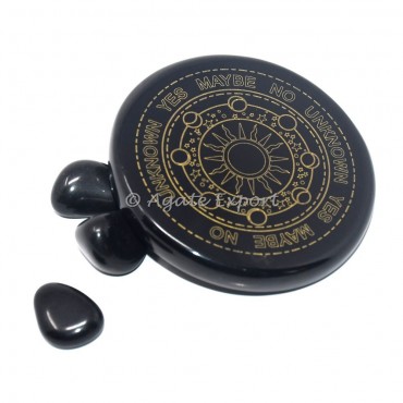 Moon phase with direction  black agate engraved coaster