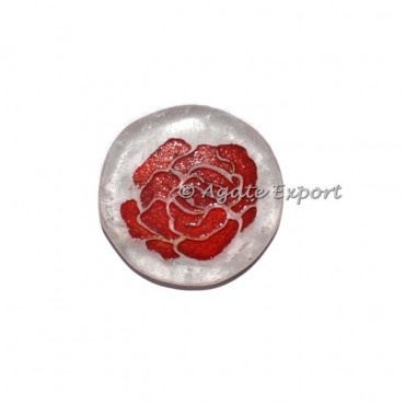 Crystal Quartz With Rose Engraved