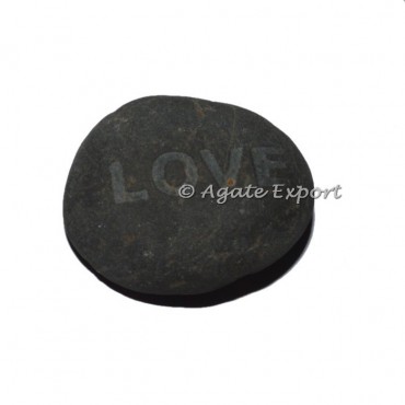 Engraved Word Love On Black Agate