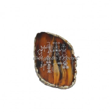 Mix Engraved Reiki Symbol On Agate Slice
