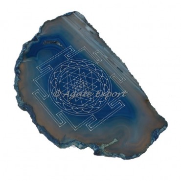Reiki Symbol On Blue Onyx Slice