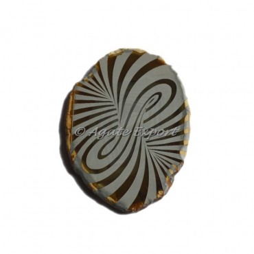 Engrved Wave Design On Agate Slice Coaster