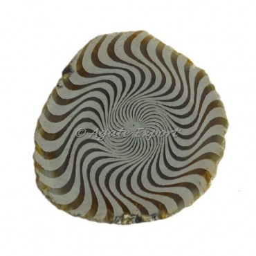 Engraved Wave Design On Agate Slice