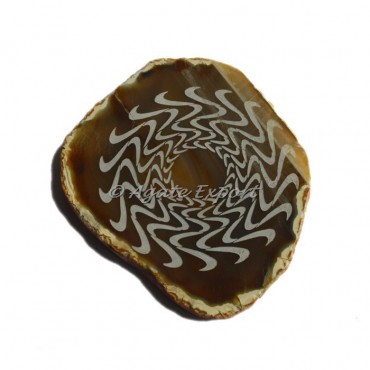Engraved Wave 2 Design On Agate Slice