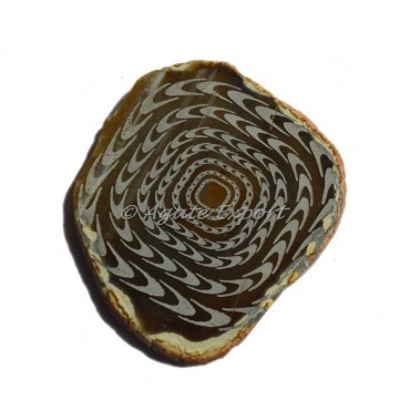 Engraved Square Design On Agate Slice