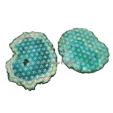 Engraved Flower of Life On Agate Slice