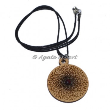 Star Design On Wooden Pendants With Red Carnelian Stone
