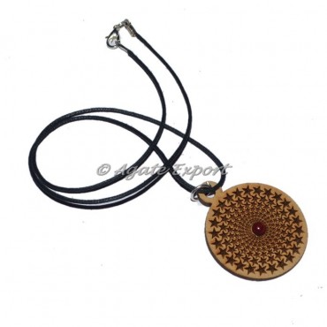 Engraved Star Symbol Wooden Pendants
