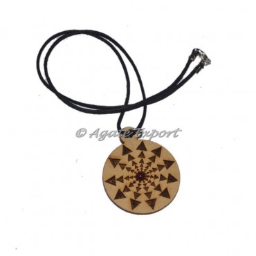 Engraved Triangle Symbol Wooden Pendants