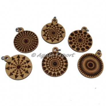 Mix Assorted Engraved Wooden Pendants