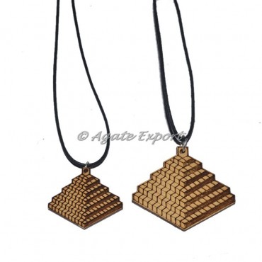 Engraved 3D Square Symbol Wooden Pendants