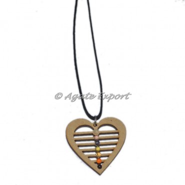 Wooden Heart Shape Chakra Pendants