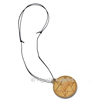 Engraved Pentagram Wooden Pendant