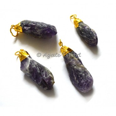 Amethyst Natural ElectroPlated Pendants