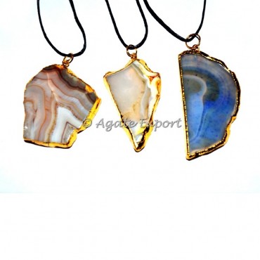 Agate Slices Electroplated Necklace