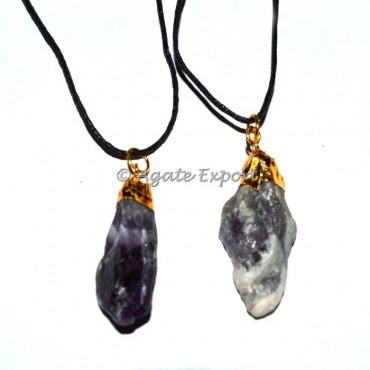 Amethyst Natural Point ElectroPlated Necklace